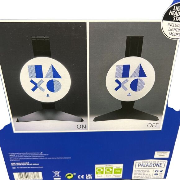 Playstation Headphone Stand Gaming Accessories Logo LED Video Gamer Holder Blue - Picture 5 of 7